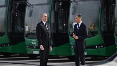 İlham Aliyev Zigh Elektrikli Otobüs Parkı’nın faaliyeti ile tanıştı